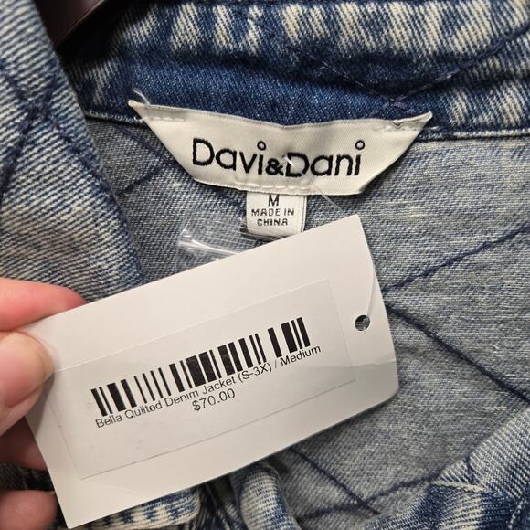 NEW Davi & Dani Bella Quilted Denim Jacket Size Medium - Picture 2 of 5